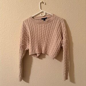Forever 21 Cream Cable Knit Crop Top